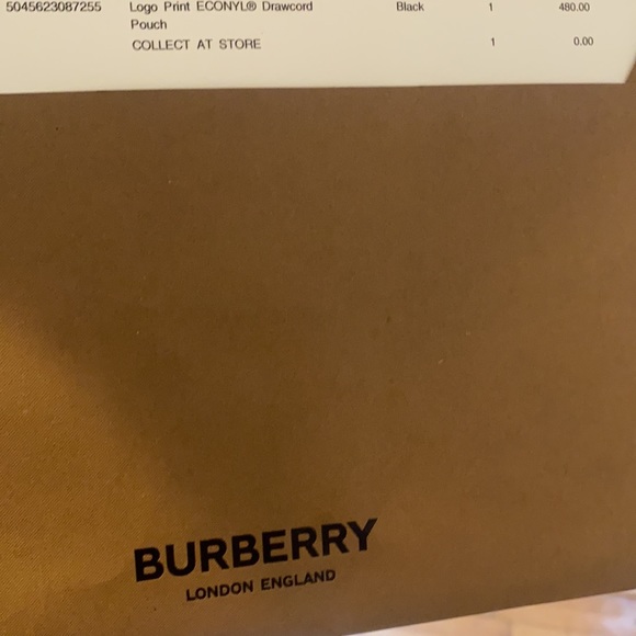Burberry Logo Print ECONYL Drawcord Pouch (BLACK) - Picture 2 of 4